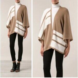 BROCHU WALKER Alpaca Wool City Color Block Sweater Cardigan Poncho One Size